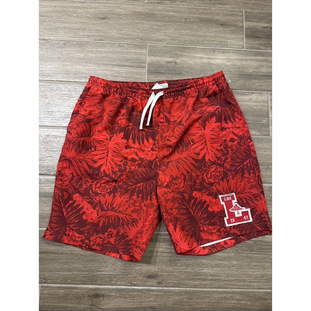 Lifted Research Group LRG Men's Red Leaves Shorts Size XL Drawstring